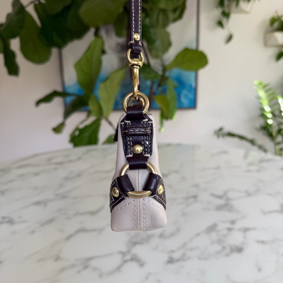 COACH Y2K Vintage Carly Leather Wristlet Mini Bag 40492 Parchment Ivory Brown - Picture 5 of 15